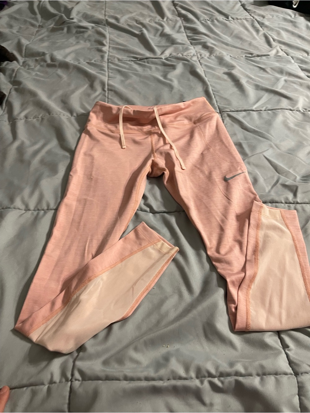 Nike Girls Light Pink Performance Leggings with Mesh Panels